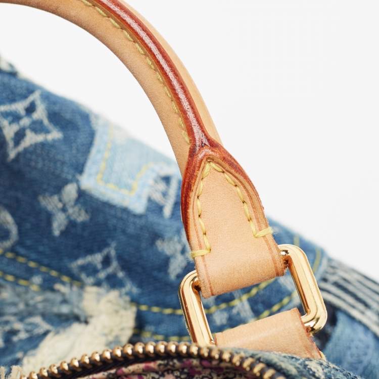 Pre Owned Louis Vuitton Blue Monogram Denim Limited Edition Patchwork Speedy Bag
