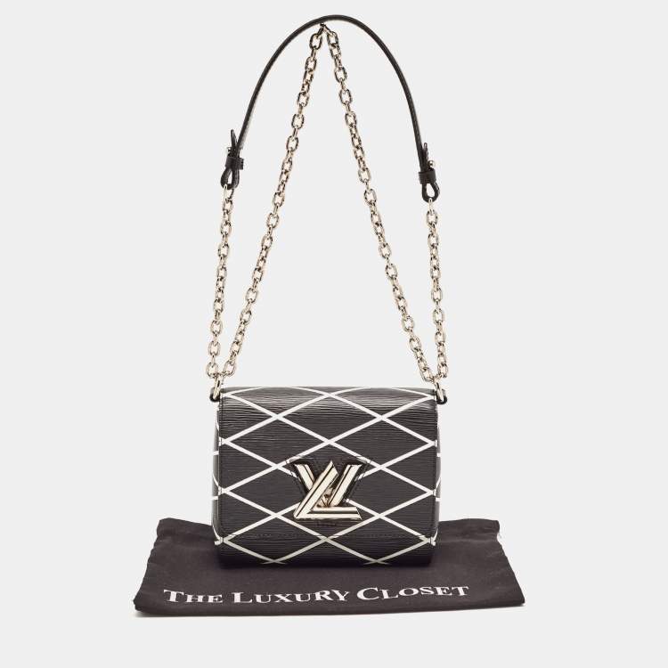 Pre Owned Louis Vuitton Black/White Malletage Epi Leather Twist PM Bag