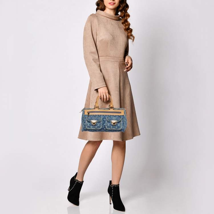 Pre Owned Louis Vuitton Blue Monogram Denim Neo Speedy Bag