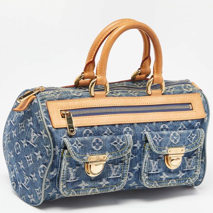 Pre Owned Louis Vuitton Blue Monogram Denim Neo Speedy Bag