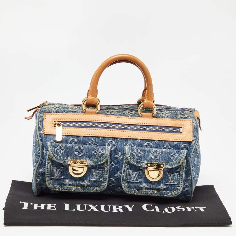 Pre Owned Louis Vuitton Blue Monogram Denim Neo Speedy Bag