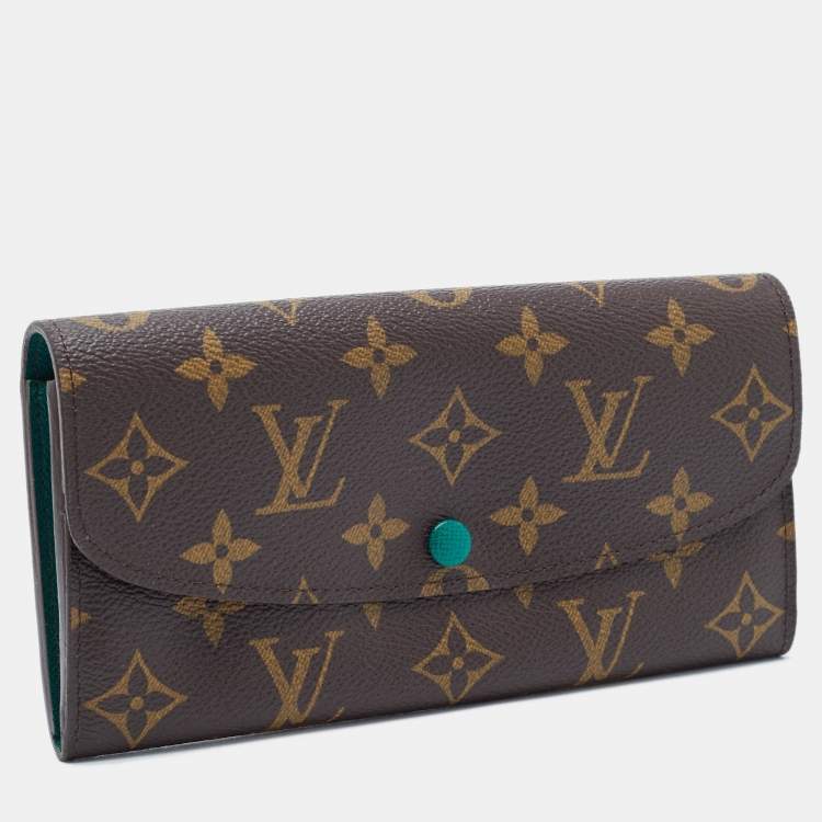 Pre Owned Louis Vuitton Green Monogram Canvas Emilie Wallet