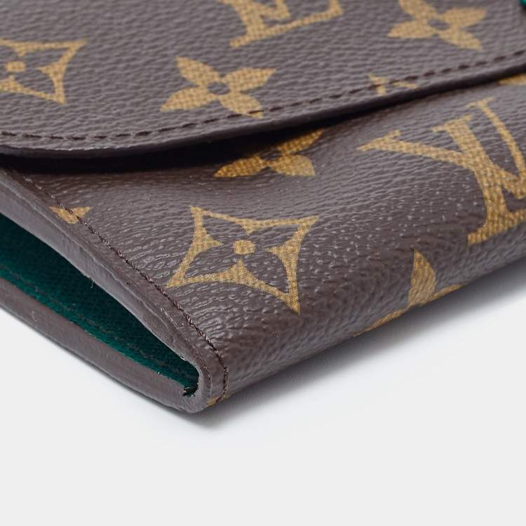 Pre Owned Louis Vuitton Green Monogram Canvas Emilie Wallet