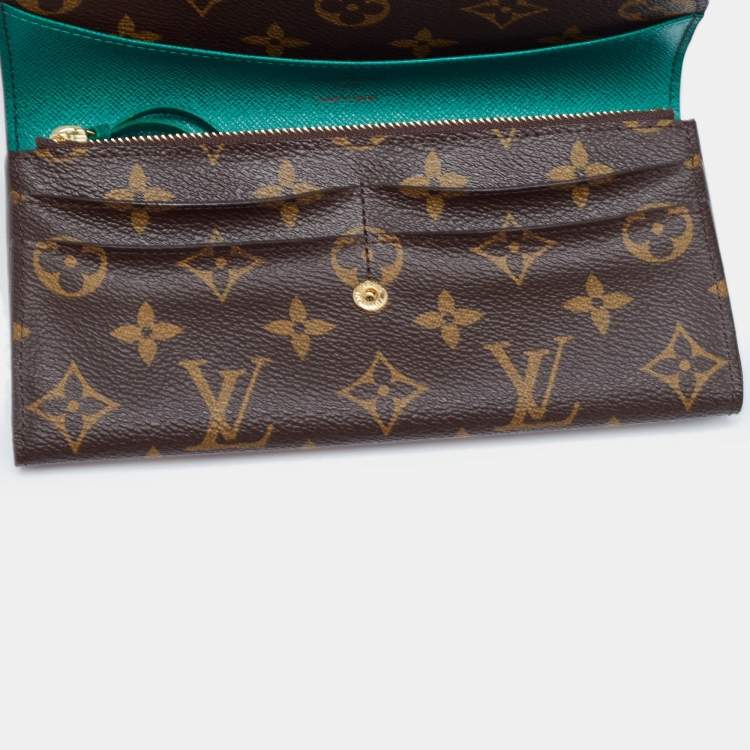 Pre Owned Louis Vuitton Green Monogram Canvas Emilie Wallet