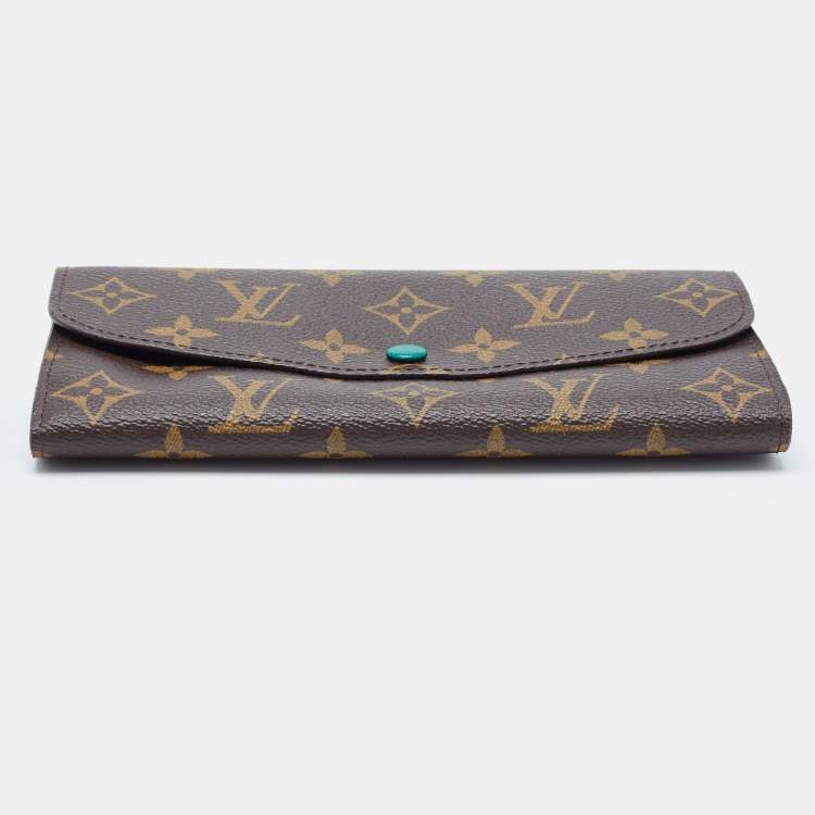 Pre Owned Louis Vuitton Green Monogram Canvas Emilie Wallet