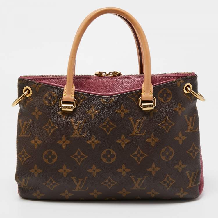 Pre Owned Louis Vuitton Aurore Leather and Monogram Canvas Pallas BB Bag