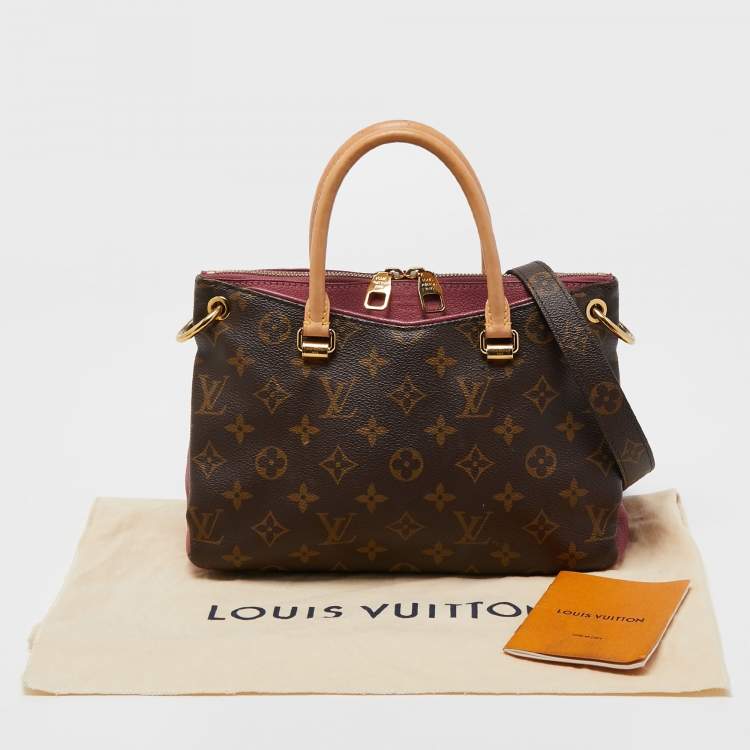 Pre Owned Louis Vuitton Aurore Leather and Monogram Canvas Pallas BB Bag