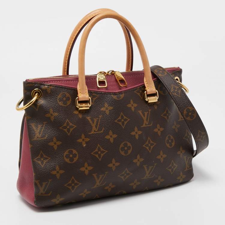 Pre Owned Louis Vuitton Aurore Leather and Monogram Canvas Pallas BB Bag