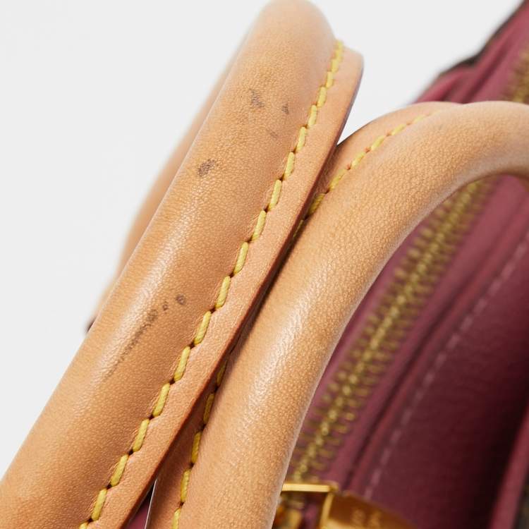 Pre Owned Louis Vuitton Aurore Leather and Monogram Canvas Pallas BB Bag