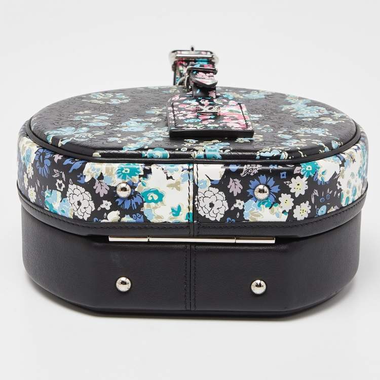 Pre Owned Louis Vuitton Black Floral Print Leather Petite Boite Chapeau Bag