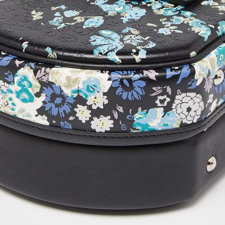 Pre Owned Louis Vuitton Black Floral Print Leather Petite Boite Chapeau Bag