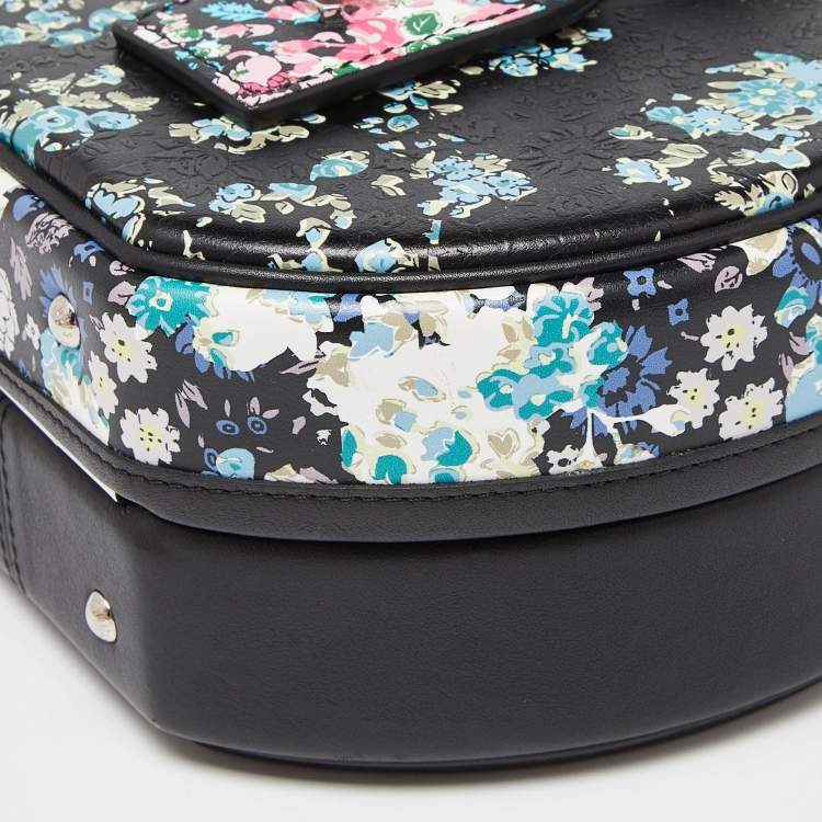 Pre Owned Louis Vuitton Black Floral Print Leather Petite Boite Chapeau Bag