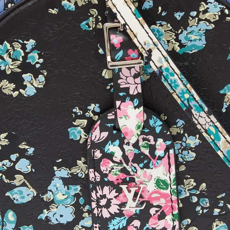 Pre Owned Louis Vuitton Black Floral Print Leather Petite Boite Chapeau Bag