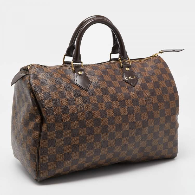 Pre Owned Louis Vuitton Damier Ebene Canvas Speedy 35 Bag