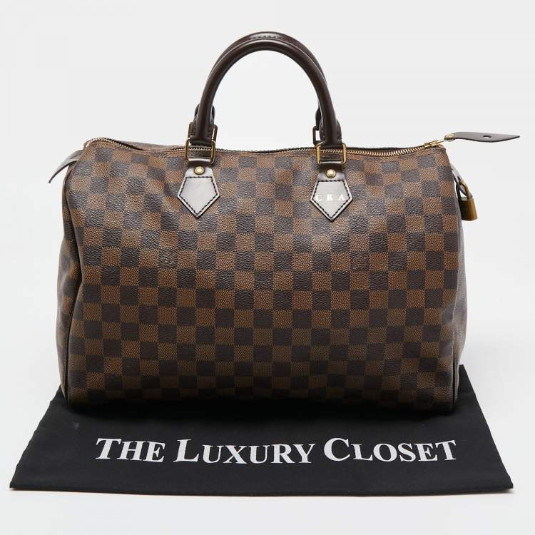 Pre Owned Louis Vuitton Damier Ebene Canvas Speedy 35 Bag