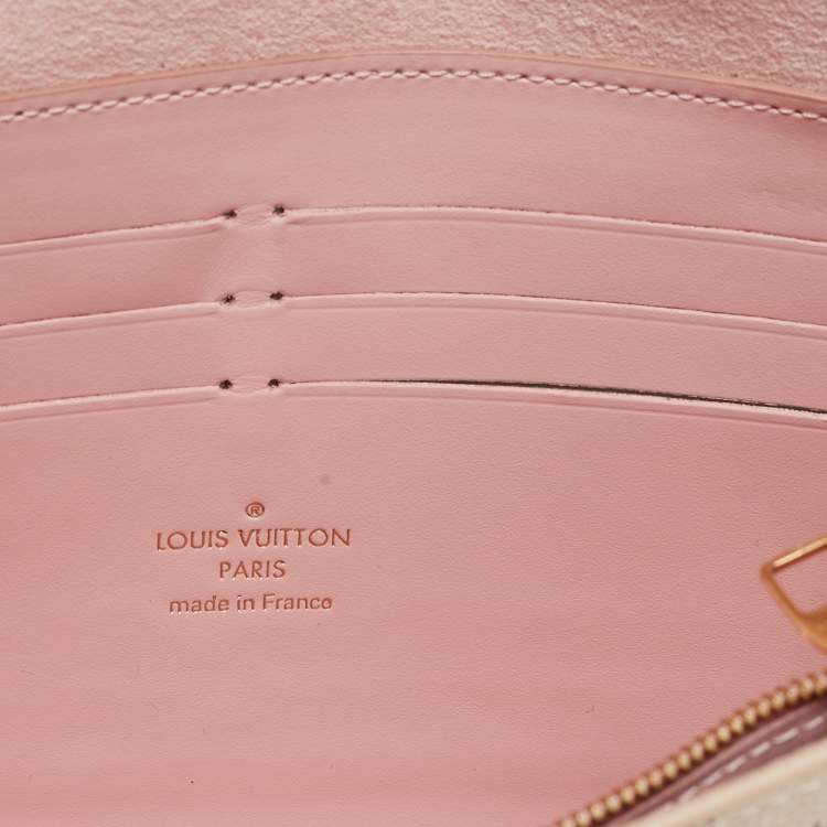 Pre Owned Louis Vuitton Rose Ballerine Damier Azur Canvas Croisette Chain Wallet