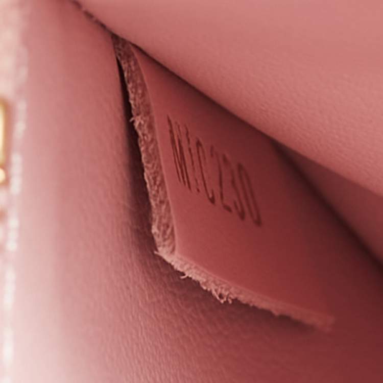 Pre Owned Louis Vuitton Rose Ballerine Damier Azur Canvas Croisette Chain Wallet