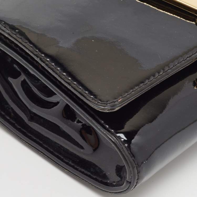 Pre Owned Louis Vuitton Black Patent Leather Chain Louise MM Bag