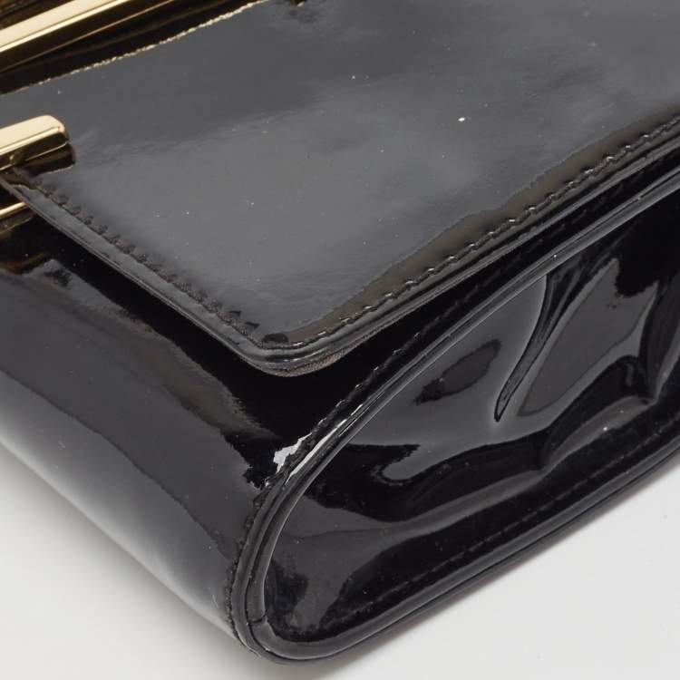 Pre Owned Louis Vuitton Black Patent Leather Chain Louise MM Bag