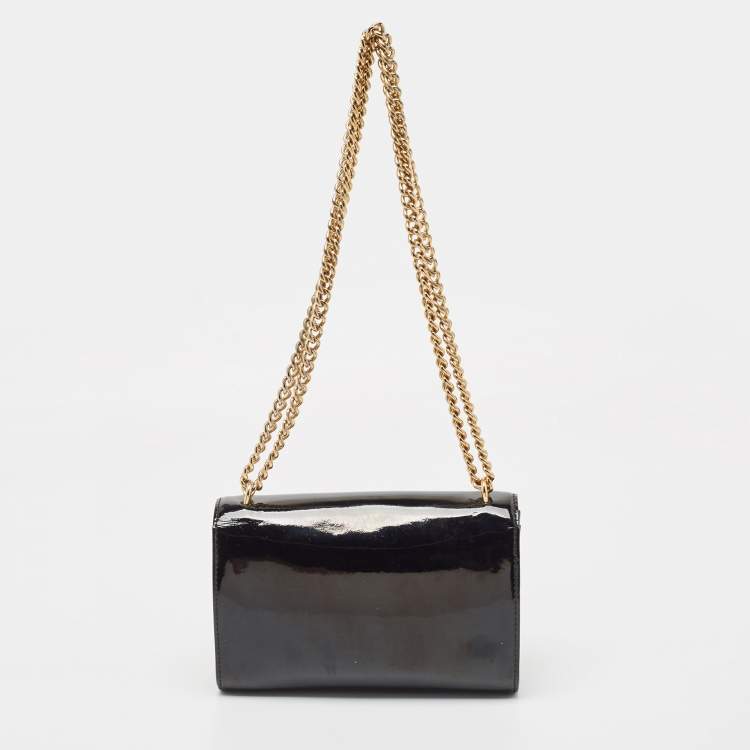 Pre Owned Louis Vuitton Black Patent Leather Chain Louise MM Bag