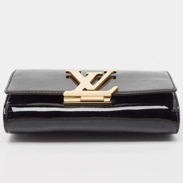 Pre Owned Louis Vuitton Black Patent Leather Chain Louise MM Bag