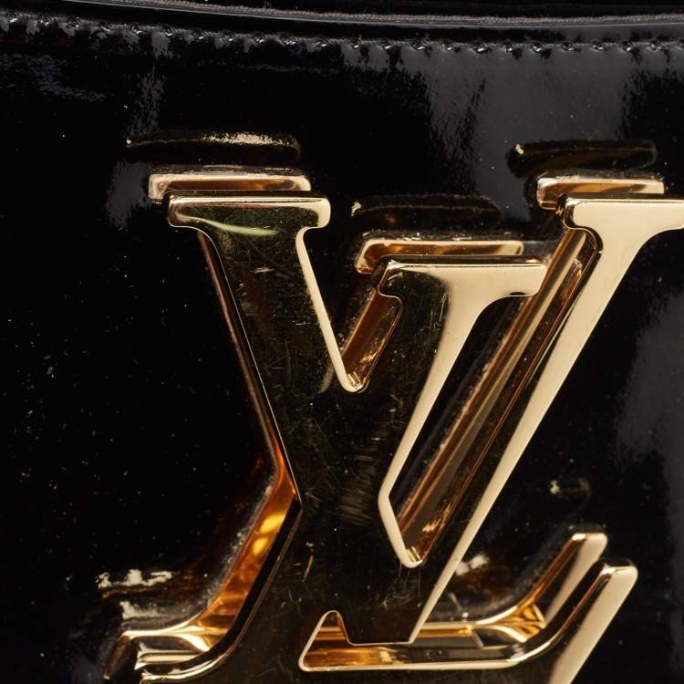 Pre Owned Louis Vuitton Black Patent Leather Chain Louise MM Bag