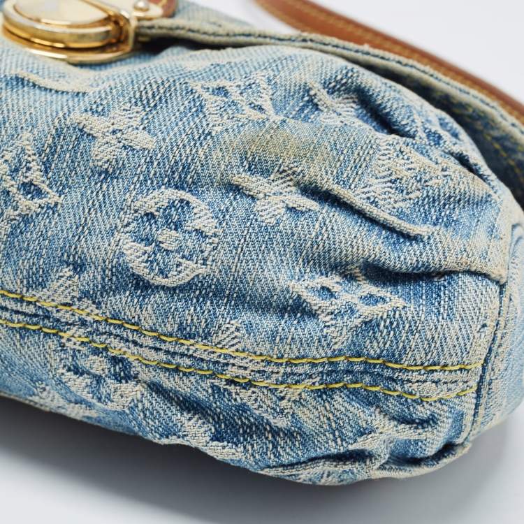 Pre Owned Louis Vuitton Blue Monogram Denim Pleaty Bag