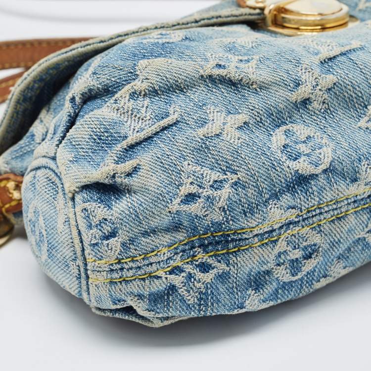 Pre Owned Louis Vuitton Blue Monogram Denim Pleaty Bag
