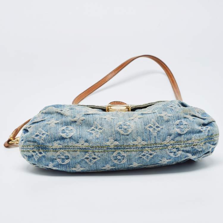 Pre Owned Louis Vuitton Blue Monogram Denim Pleaty Bag