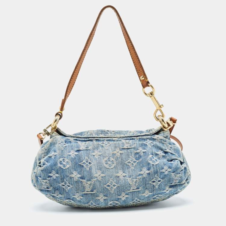 Pre Owned Louis Vuitton Blue Monogram Denim Pleaty Bag
