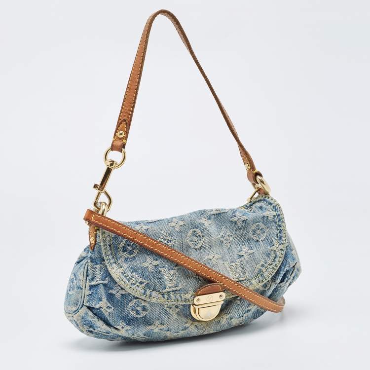 Pre Owned Louis Vuitton Blue Monogram Denim Pleaty Bag