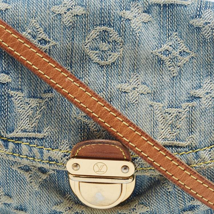 Pre Owned Louis Vuitton Blue Monogram Denim Pleaty Bag