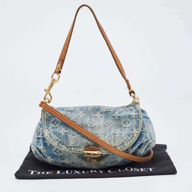 Pre Owned Louis Vuitton Blue Monogram Denim Pleaty Bag