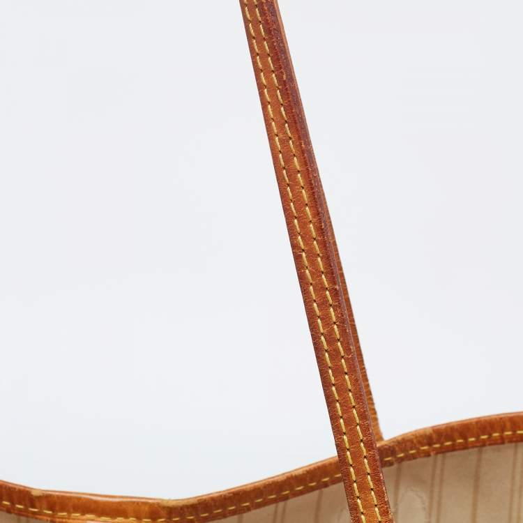 Pre Owned Louis Vuitton White Canvas Damier Azur Neverfull MM Tote Bag