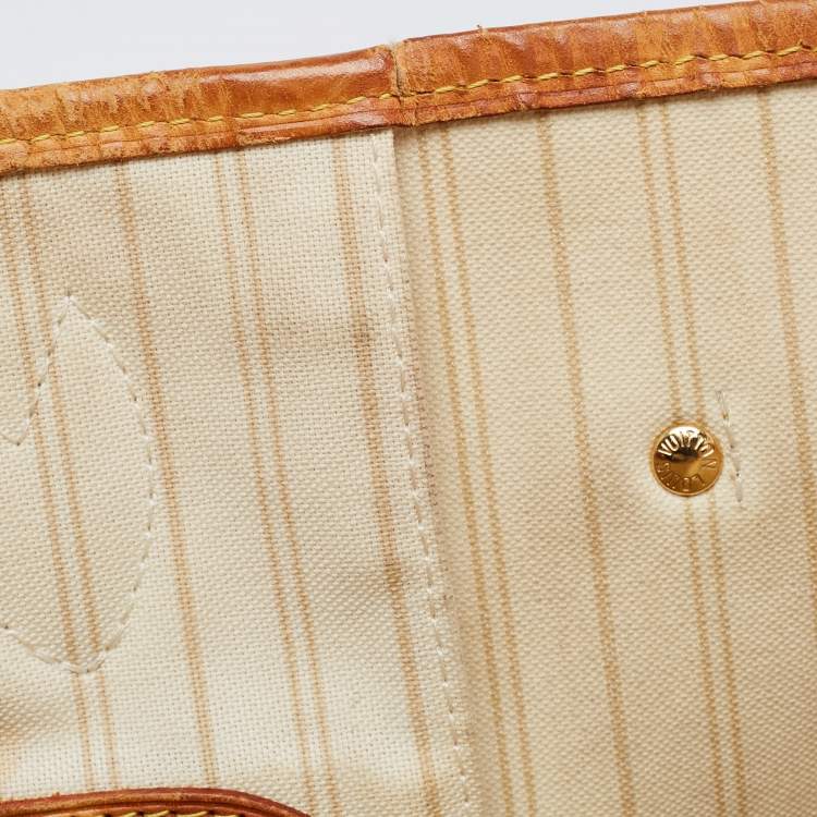 Pre Owned Louis Vuitton White Canvas Damier Azur Neverfull MM Tote Bag