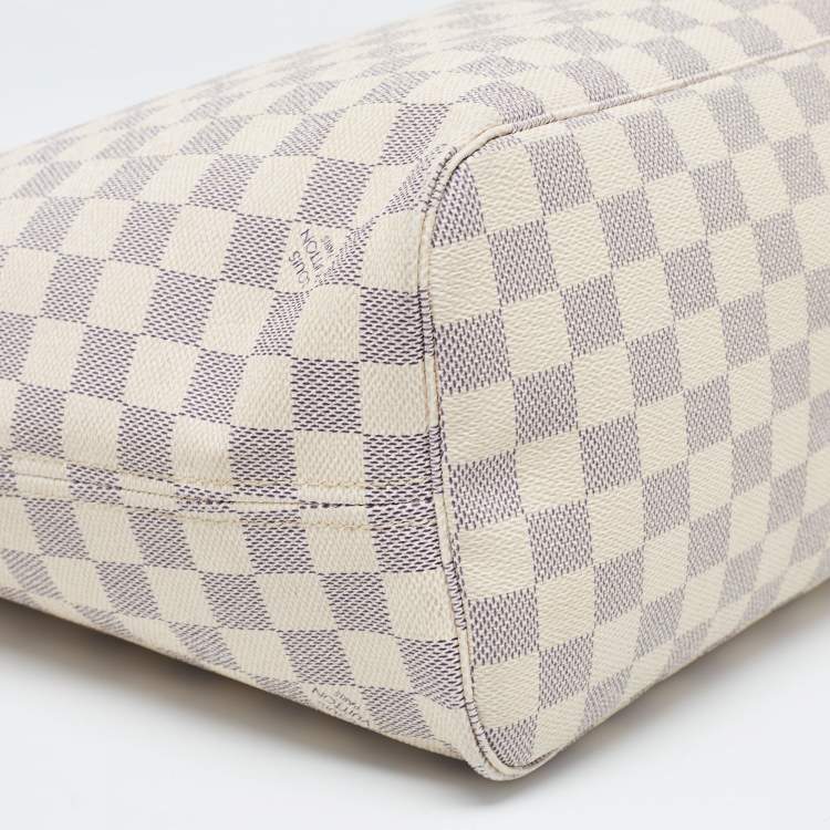 Pre Owned Louis Vuitton White Canvas Damier Azur Neverfull MM Tote Bag
