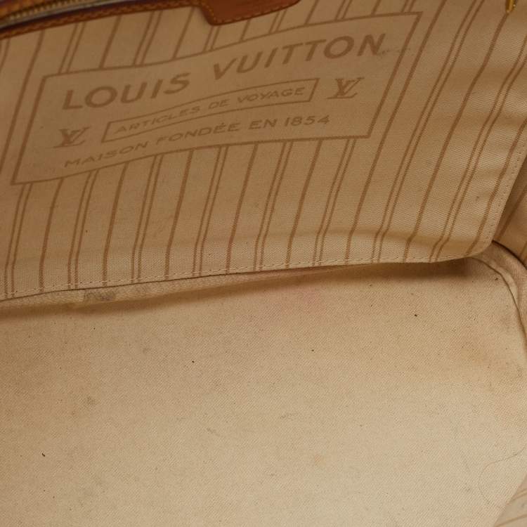 Pre Owned Louis Vuitton White Canvas Damier Azur Neverfull MM Tote Bag