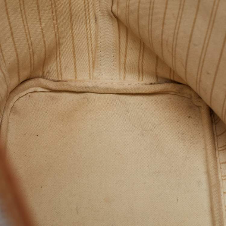 Pre Owned Louis Vuitton White Canvas Damier Azur Neverfull MM Tote Bag