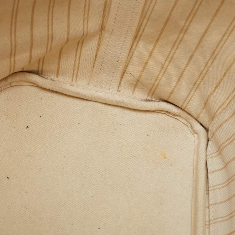 Pre Owned Louis Vuitton White Canvas Damier Azur Neverfull MM Tote Bag