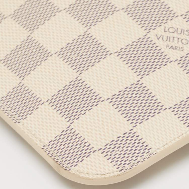 Pre Owned Louis Vuitton Damier Azur Canvas Neverfull Zipped Clutch 