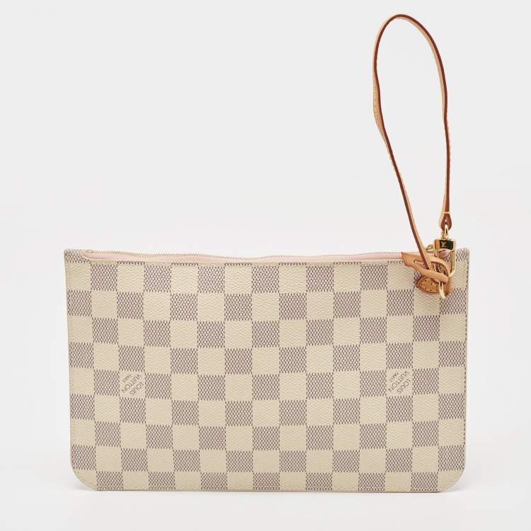 Pre Owned Louis Vuitton Damier Azur Canvas Neverfull Zipped Clutch 