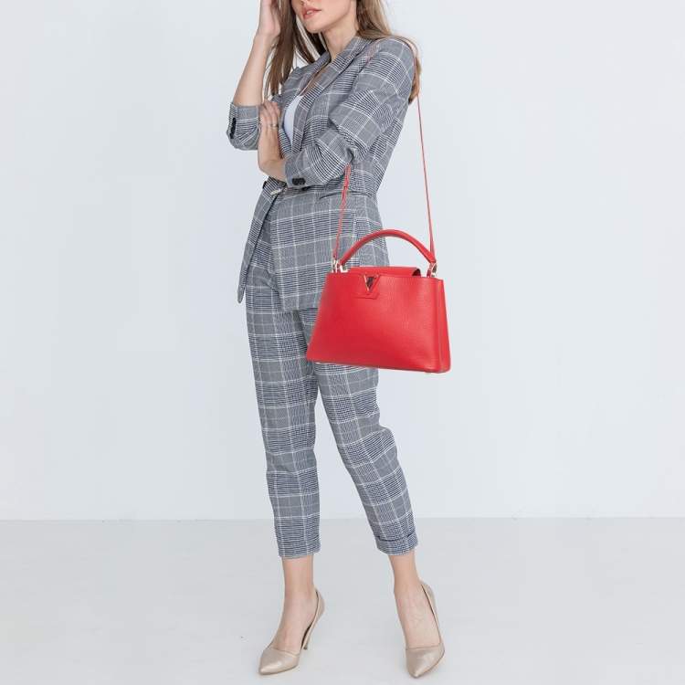 Pre Owned Louis Vuitton Rubis Taurillon Leather Capucines PM Bag