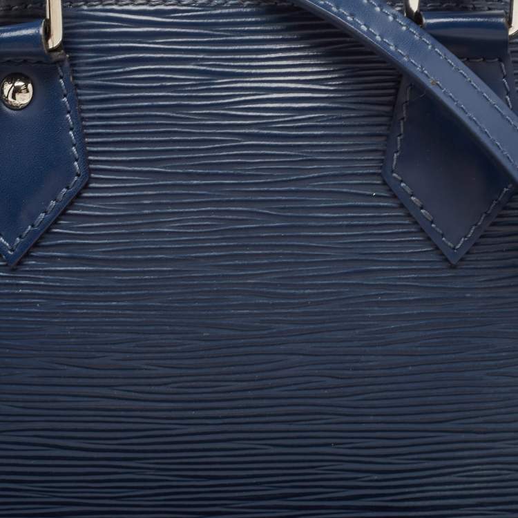 Pre Owned Louis Vuitton Myrtille Blue Epi Leather Alma BB Bag