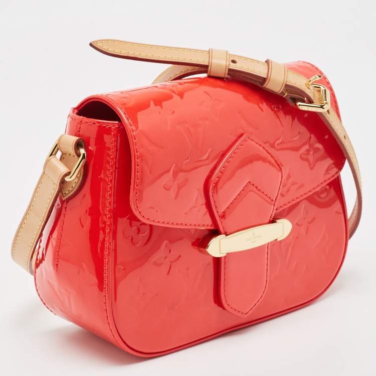 Pre Owned Louis Vuitton Rouge Grenadine Monogram Vernis Bellflower PM Bag