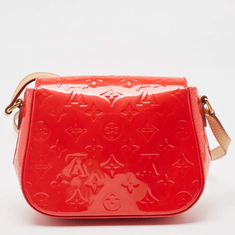 Pre Owned Louis Vuitton Rouge Grenadine Monogram Vernis Bellflower PM Bag