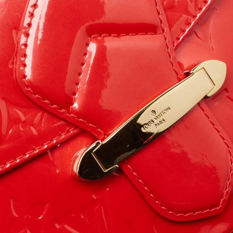 Pre Owned Louis Vuitton Rouge Grenadine Monogram Vernis Bellflower PM Bag