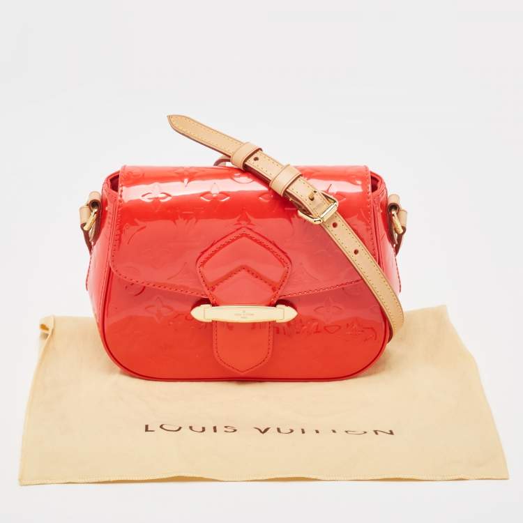 Pre Owned Louis Vuitton Rouge Grenadine Monogram Vernis Bellflower PM Bag
