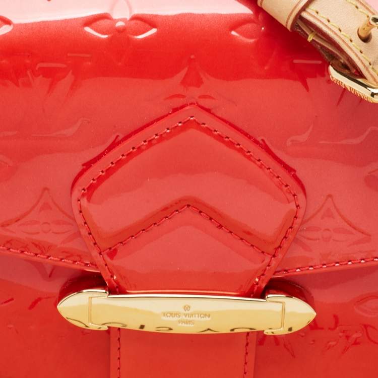 Pre Owned Louis Vuitton Rouge Grenadine Monogram Vernis Bellflower PM Bag
