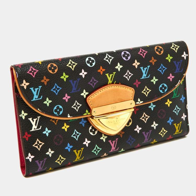 Pre Owned Louis Vuitton Black Monogram Multicolor Monogram Canvas Eugenie Wallet