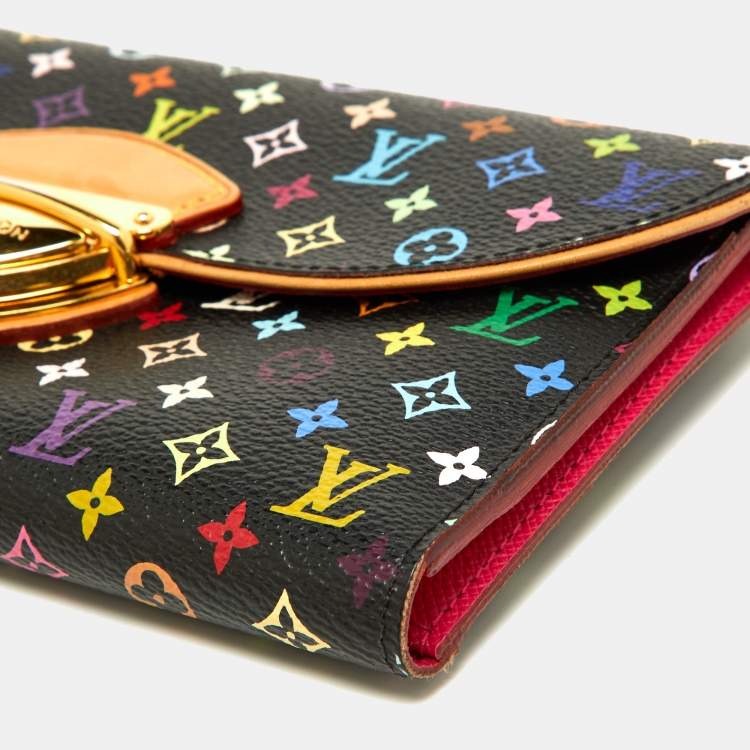 Pre Owned Louis Vuitton Black Monogram Multicolor Monogram Canvas Eugenie Wallet